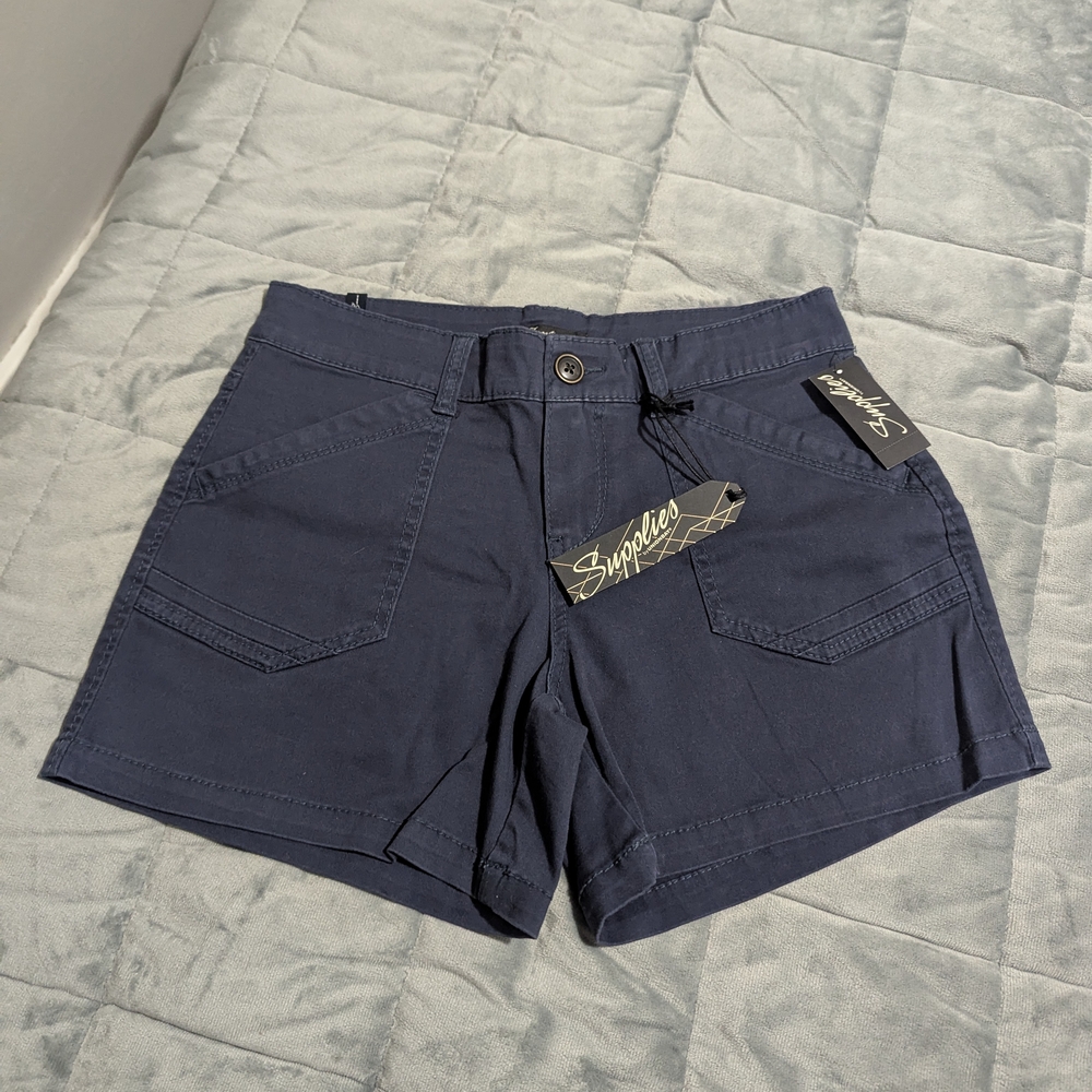 Simplicity Blue Cargo Shorts Casual Cotton Blend